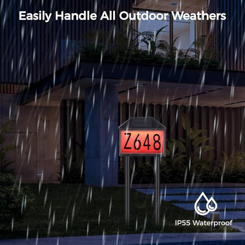 Solar Address Plaque With Christmas Stickers Remote Control LED House Number Sign Outdoor Garden Light - Image 5