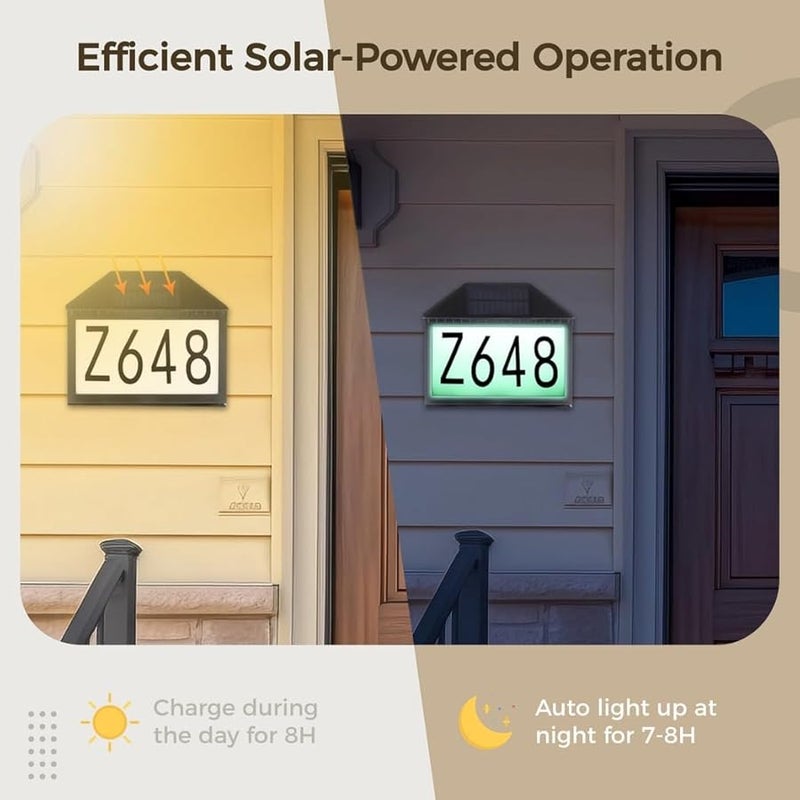 Solar Address Plaque With Christmas Stickers Remote Control LED House Number Sign Outdoor Garden Light - Image 2