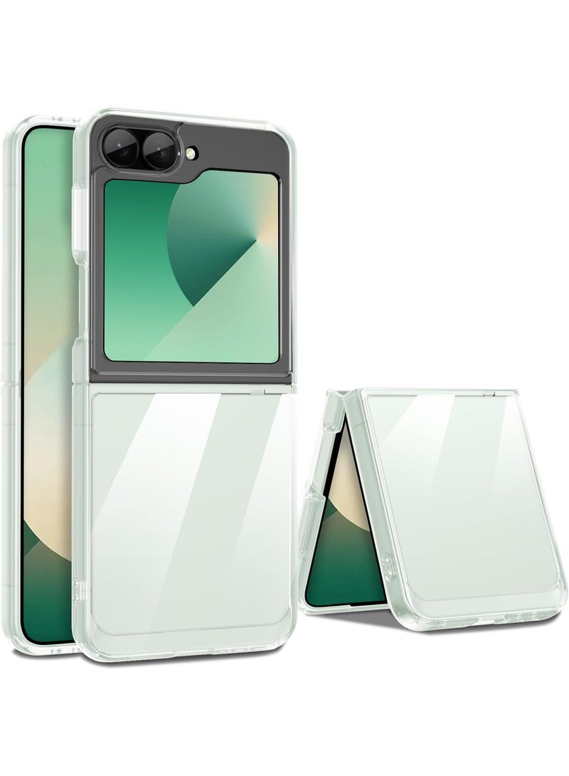 جراب Samsung Galaxy Z Flip 6 شفاف مختبر وفق معايير السقوط العسكرية مقاوم للاصفرار مع ظهر صلب من البولي كربونات مضاد للخدش ومقاوم للصدمات غطاء حماية للهاتف رفيع للغاية شفاف حماية كاملة للهيكل متوافق مع الشحن اللاسلكي - Image 1