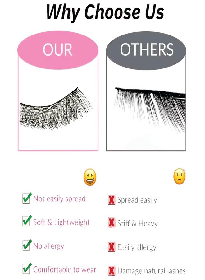 YUISI 10 Pairs of False Eyelashes, Eyelashes Natural Look Reusable, Wispy Handmade Fake Eyelashe, 3D Fluffy Lashes for Bridal & Festivals (Black-026) - Image 3