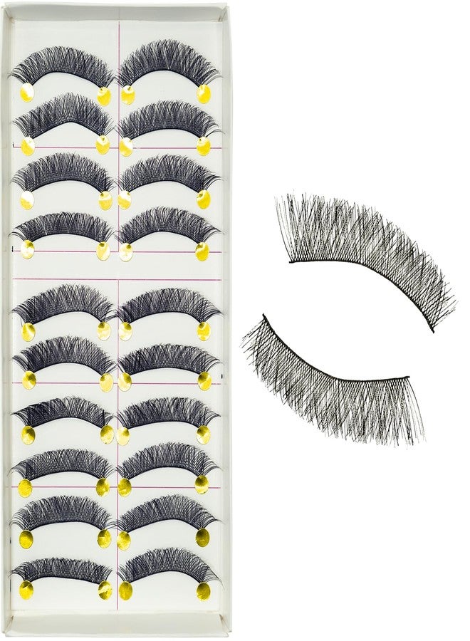 YUISI 10 Pairs of False Eyelashes, Eyelashes Natural Look Reusable, Wispy Handmade Fake Eyelashe, 3D Fluffy Lashes for Bridal & Festivals (Black-026) - Image 1