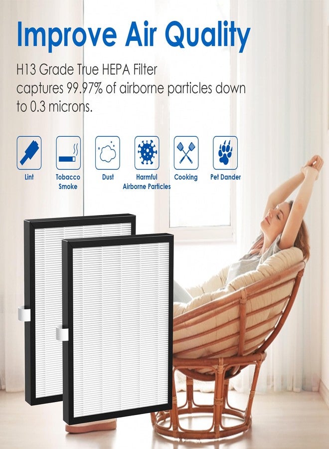 Flintar True HEPA Replacement Filter, Compatible with MOOKA KJ217 Air Purifier, 3-in-1 Pre-filter, H13 Grade True HEPA and Activated Carbon Filter Set, 2- Pack - Image 4