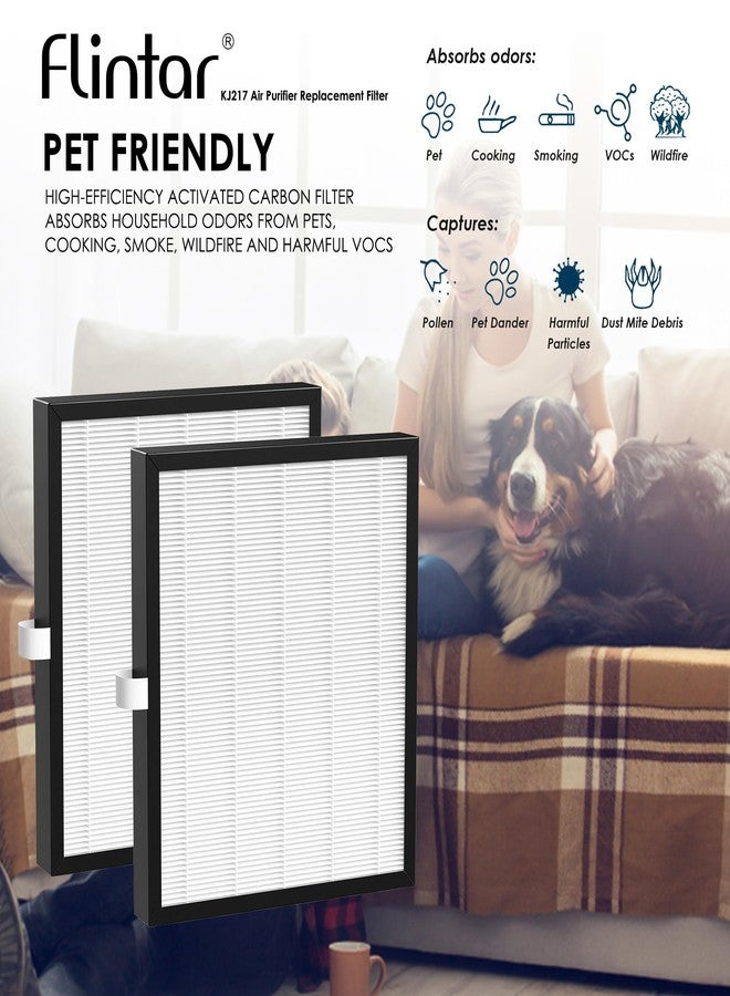 Flintar True HEPA Replacement Filter, Compatible with MOOKA KJ217 Air Purifier, 3-in-1 Pre-filter, H13 Grade True HEPA and Activated Carbon Filter Set, 2- Pack - Image 5