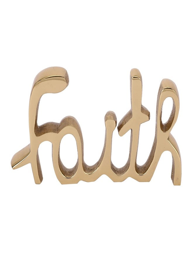 Heyearth Words Home Faith Sign Decor | Decorative items For Living Room | Home Decor Bedroom | Metal Word Sign Board Centerpiece | Cutout Home Sign | Home Decoration For Room, Kitchen (Gold) - Image 3