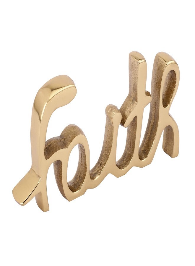 Heyearth Words Home Faith Sign Decor | Decorative items For Living Room | Home Decor Bedroom | Metal Word Sign Board Centerpiece | Cutout Home Sign | Home Decoration For Room, Kitchen (Gold) - Image 4
