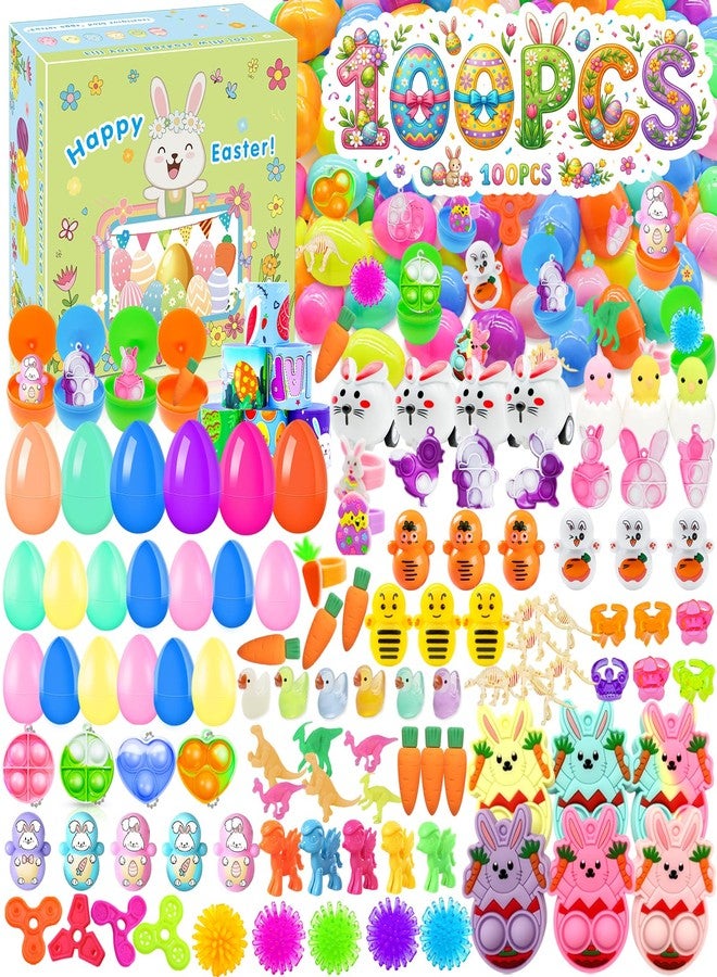 BicMan Prefilled Easter Eggs with Toys, 100 Pcs Plastic Easter Eggs Set, Easter Basket Stuffers for Egg Hunt and Party Activities - Image 1