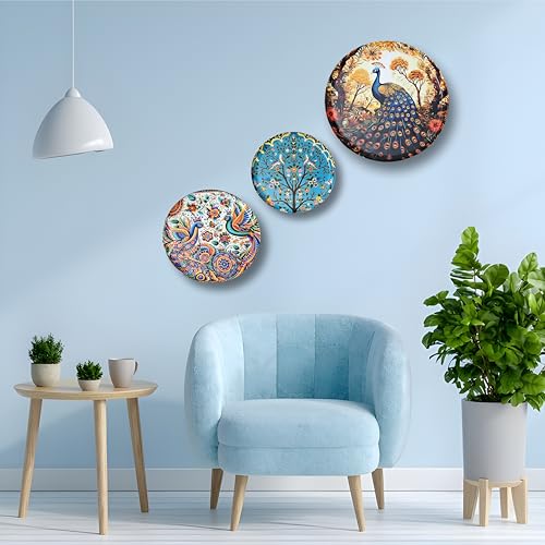 Noblenest 3 Pcs Madhubani Metal Wall Plates 12, 10, 8 Inch, Wall Decoration Items For Living Room, Bedroom, Office | Wall Decor, Gift Items, Wall Hanging Decorations (Madhubani 1) - Image 5
