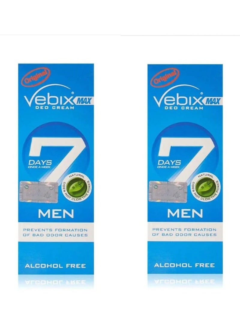 Vebix Cream Max Active Deodorant for Men - 25 ml, 2 pieces