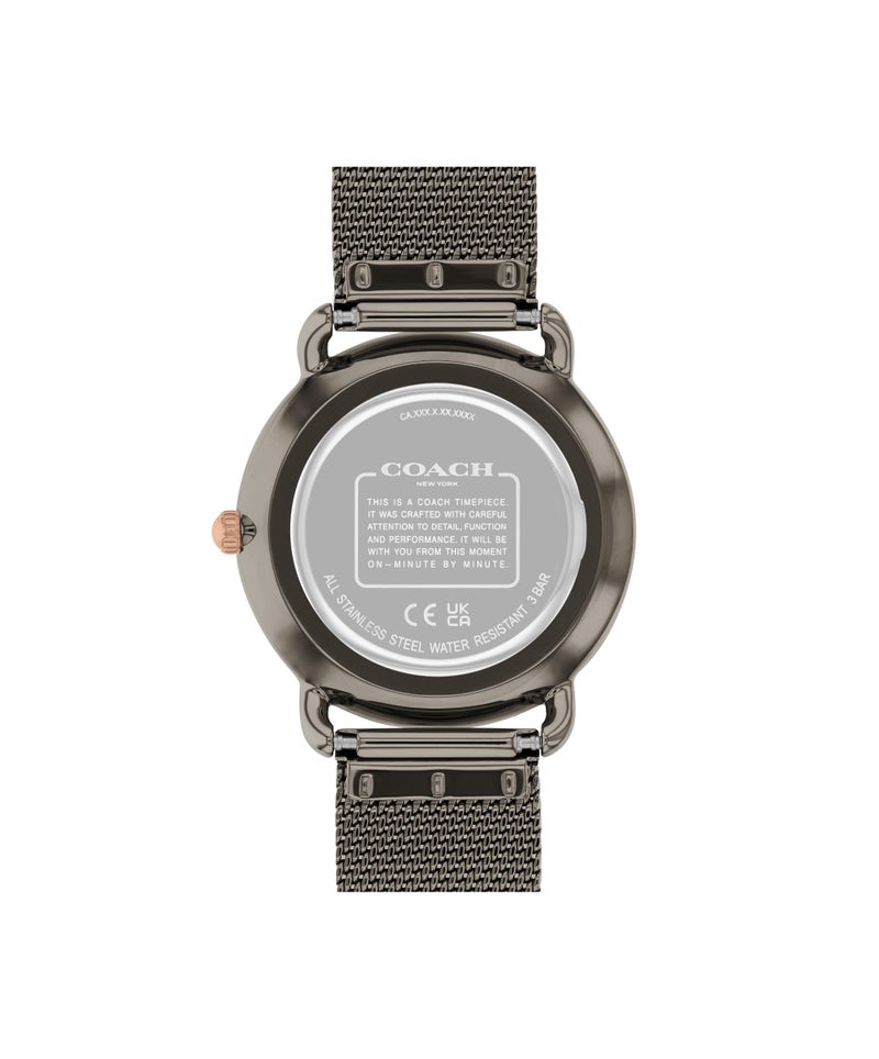 COACH ساعة نسائية دائرية أنالوج بحالة فولاذية رمادية مطلية بالأيونات - Image 2
