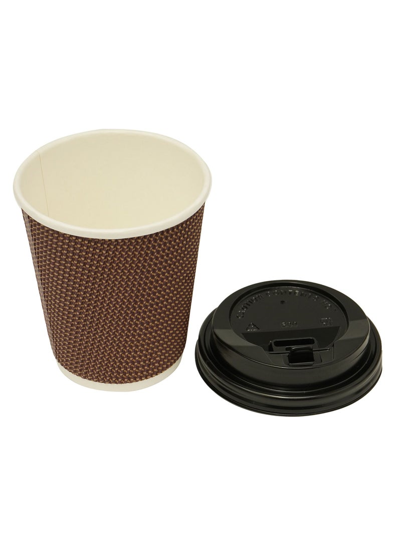 Ideal Pack Ripple Paper Cup with Lid, 8oz, Pack of 10pcs, Chocolate & Black - Image 3