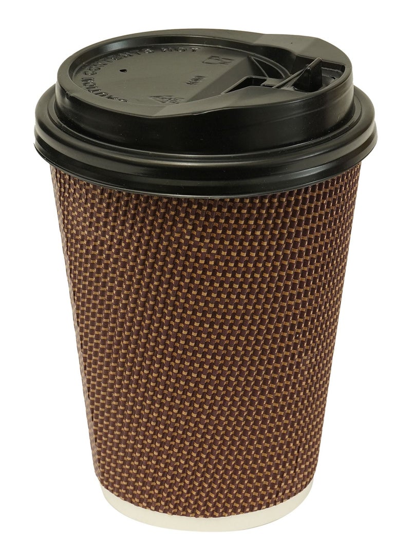 Ideal Pack Ripple Paper Cup with Lid, 8oz, Pack of 10pcs, Chocolate & Black - Image 2