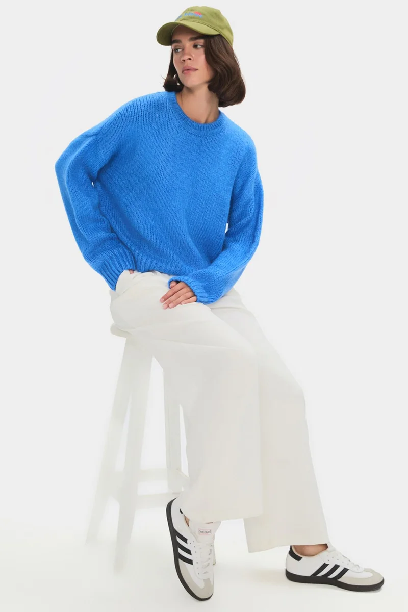 جون Women's Wide Pattern Soft Texture Basic Knitwear Sweater