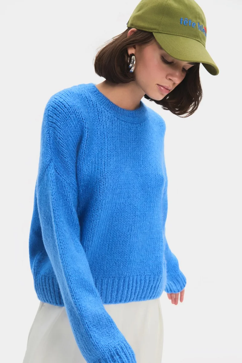 جون Women's Wide Pattern Soft Texture Basic Knitwear Sweater