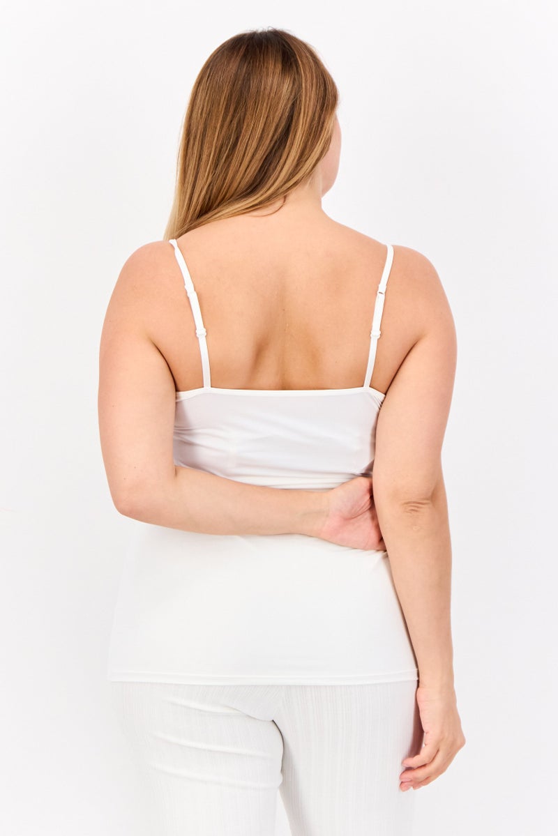 bebe Women 2 Pieces Solid Sleeveless Tank Tops, White - Image 3