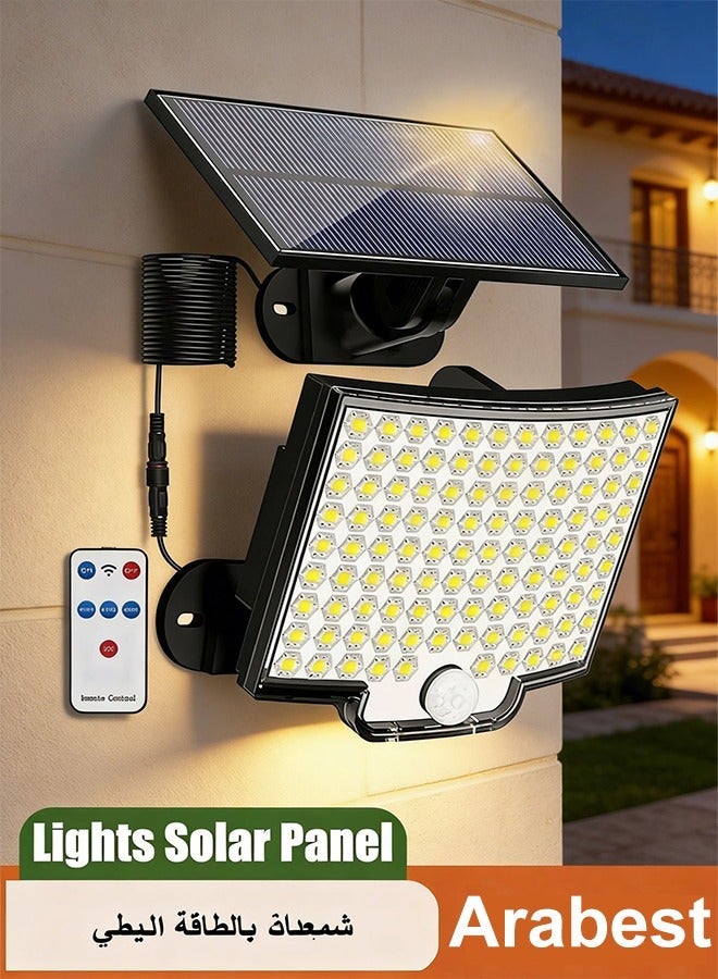 عربست مصابيح خارجية تعمل بالطاقة الشمسية، مصابيح LED غامرة بقوة 4160 لومن مع كابل بطول 3m، مصابيح تعمل عن بُعد مزودة بمستشعر حركة يعمل بالطاقة الشمسية مع 3 أوضاع، مصابيح أمان تعمل بالطاقة الشمسية للفناء الخارجي والحديقة والجراج, لمبات طاقة شمسيه, كشاف طاقه شمسيه - Image 1
