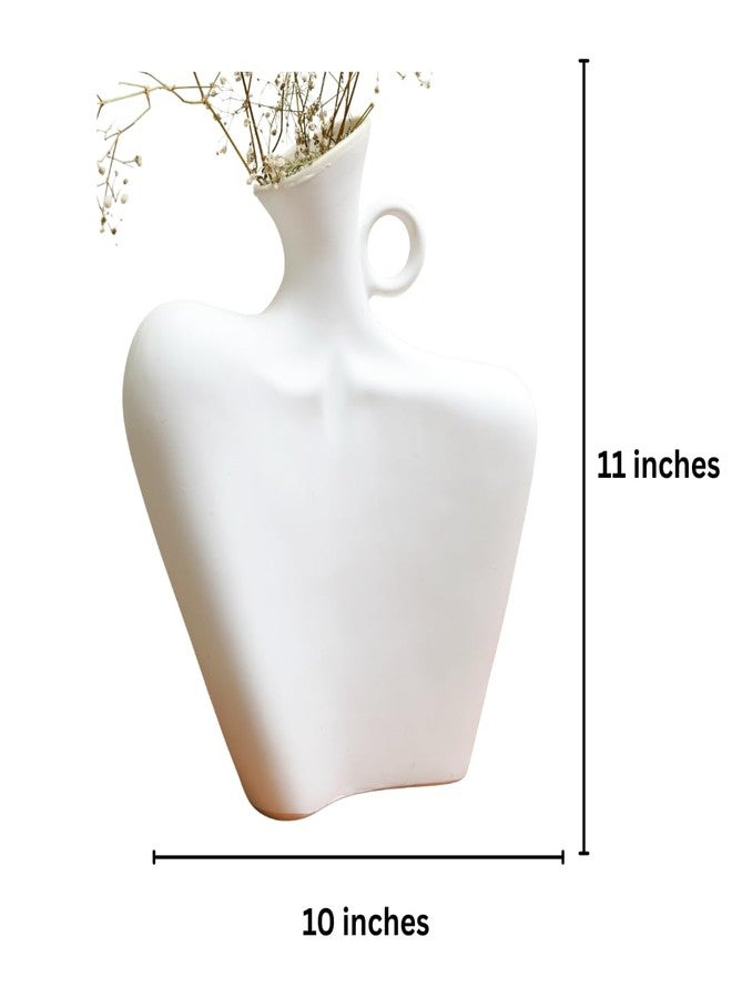 Craftribal Lady Neck Vase|Ceramic Flower Vase or Necklace Hanger|Size -11 inches|Whitestone (Ivory)|Showpiece for Home & Office or Living Room Minimalist & Aesthetic Vase - Image 5