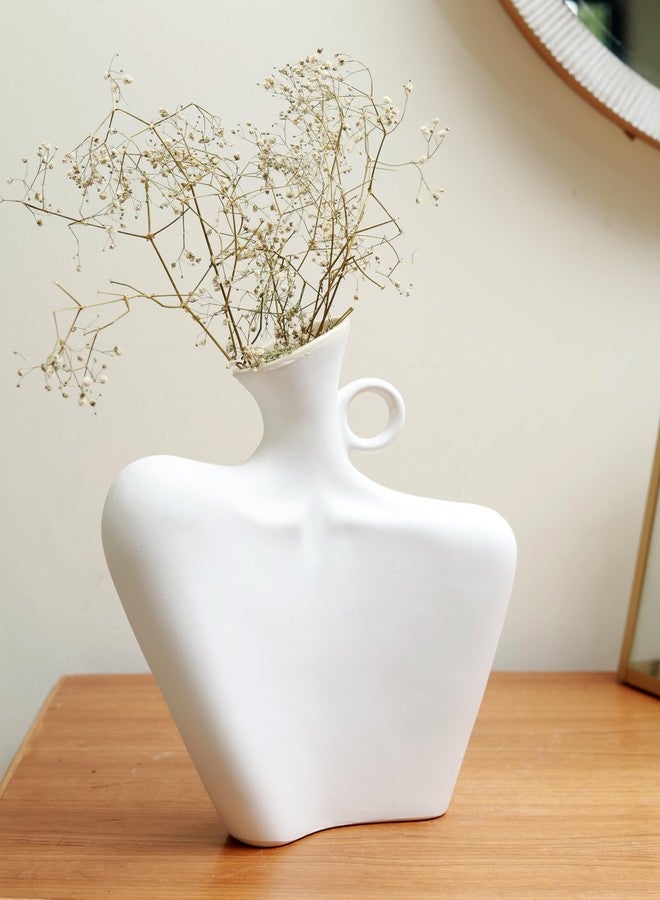 Craftribal Lady Neck Vase|Ceramic Flower Vase or Necklace Hanger|Size -11 inches|Whitestone (Ivory)|Showpiece for Home & Office or Living Room Minimalist & Aesthetic Vase - Image 1