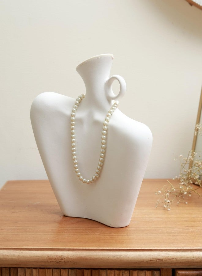 Craftribal Lady Neck Vase|Ceramic Flower Vase or Necklace Hanger|Size -11 inches|Whitestone (Ivory)|Showpiece for Home & Office or Living Room Minimalist & Aesthetic Vase - Image 2