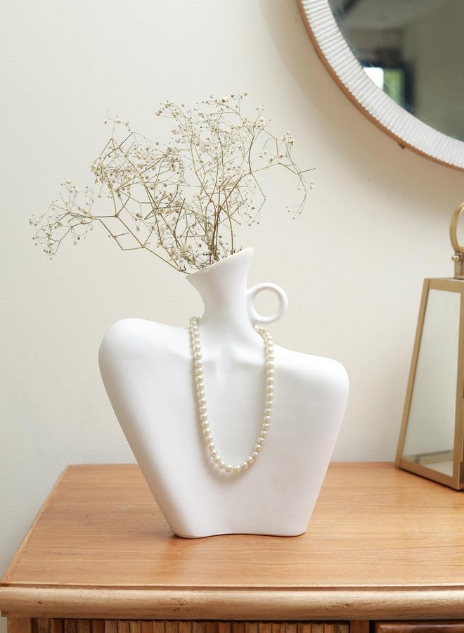 Craftribal Lady Neck Vase|Ceramic Flower Vase or Necklace Hanger|Size -11 inches|Whitestone (Ivory)|Showpiece for Home & Office or Living Room Minimalist & Aesthetic Vase - Image 3