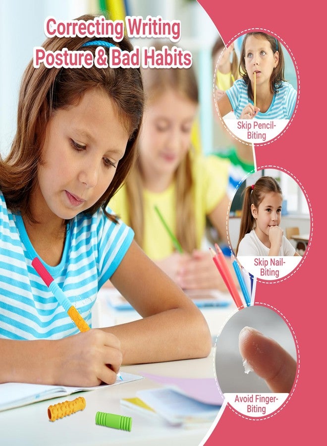 ddLUCK Sensory Textured Pencil Grips Fidget Toys, 24 Pack Four Sizes Silicone Pencil Grips for Kids Adults with Autism & ADHD Anxiety Relief, Quiet Handwriting Pencils Sleeve for Classroom School Office - Image 4
