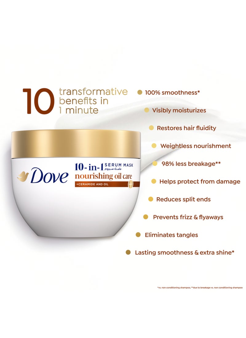 Dove 10 In 1 Serum Mask Nourishing Oil Care Deeply Nourishes Hair In 1 Minute 220ml - Image 5