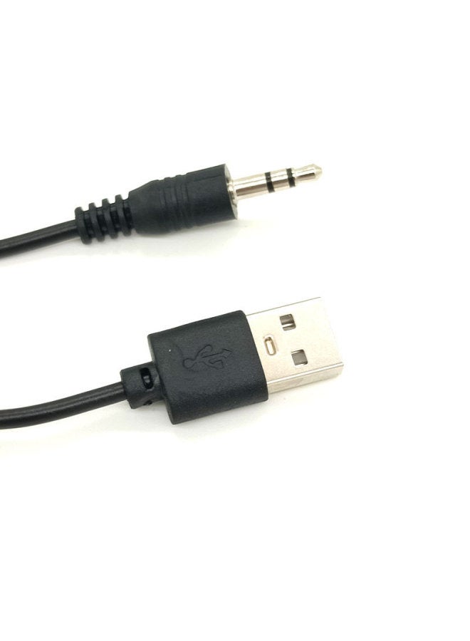 كابل شحن USB مزدوج الصوت 3.5، كابل طاقة صوت 3.5 من النحاس النقي، كابل صوت 3.5 للسيارة، اتصال صوت 3.5 - اللون: أسود، 1 متر - Image 2