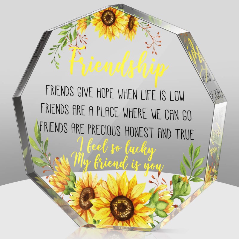 Chunful Chunful Gift for Friend Friendship Gift for Woman Birthday Gifts for Friend Going Away Gifts Plaque for Coworker Woman Retirement Gifts Acrylic Plaque for Friendship Keepsake Decor (Fresh Style)  - Image 1