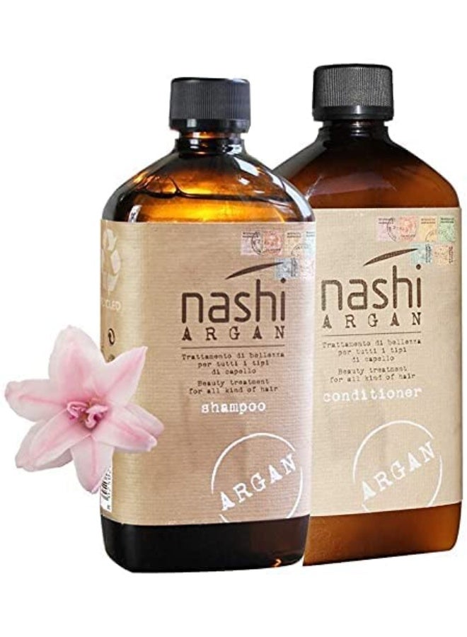 Nashi Argan Nashi Argan Nourishing Shampoo and Conditioner Set for all Hair Types 400ml  - Image 1
