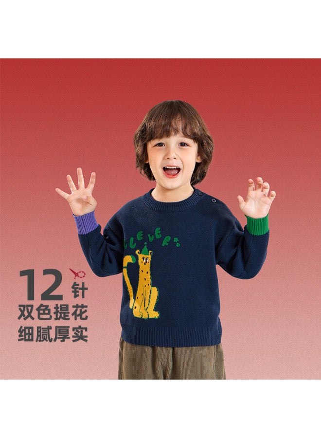Baby Sweater Boys Cartoon Round Neck Sweater Autumn Winter New Year Clothes Girls Top - Image 3