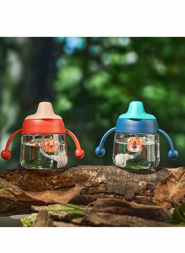 Zikra Sippy Cups for Baby 6+ Months, 180ML Toddler Baby Bottles, Spill-Proof Transition Learner Cups for Infant Toddler 6-24 Month, Clear Scale Trainer Cup with Weighted Straw Cover (Orange Lion) - Image 4