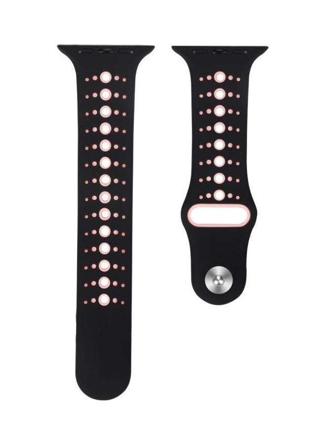 NIBEMINENT Silicone Band For Apple Watch Series 6/SE/5/4/3/2/1 42-44mm Black/Pink - Image 2