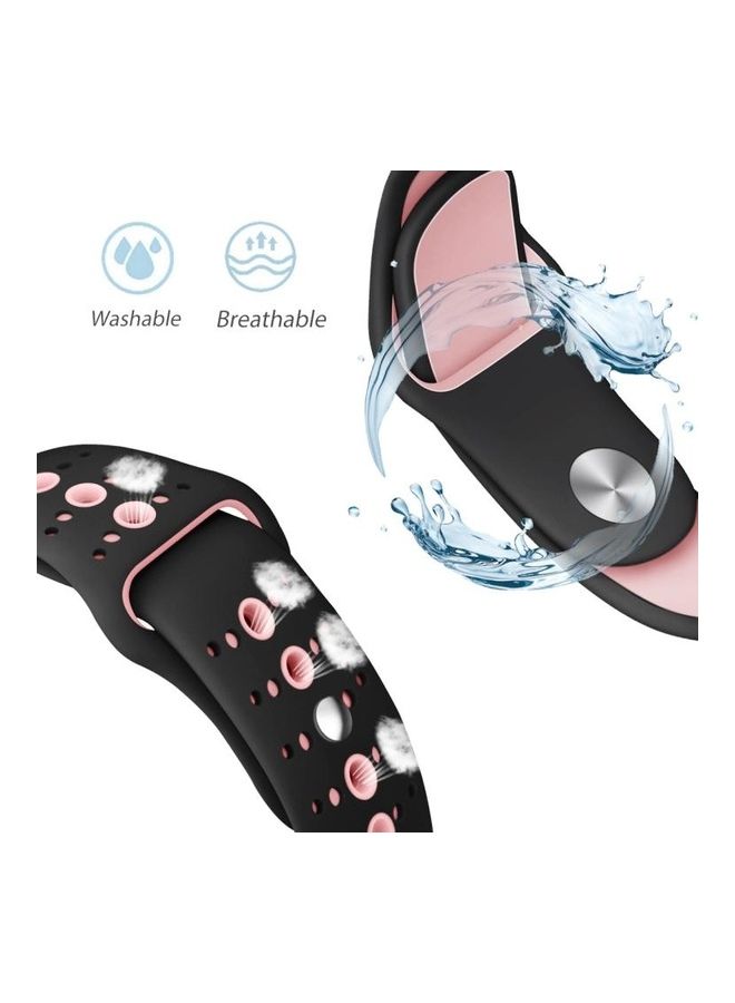 NIBEMINENT Silicone Band For Apple Watch Series 6/SE/5/4/3/2/1 42-44mm Black/Pink - Image 3