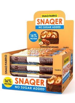 Snaq Fabriq SNAQER Chocolate Protein bar with Hazelnut and Caramel No Sugar Added 12x50g  - Image 1