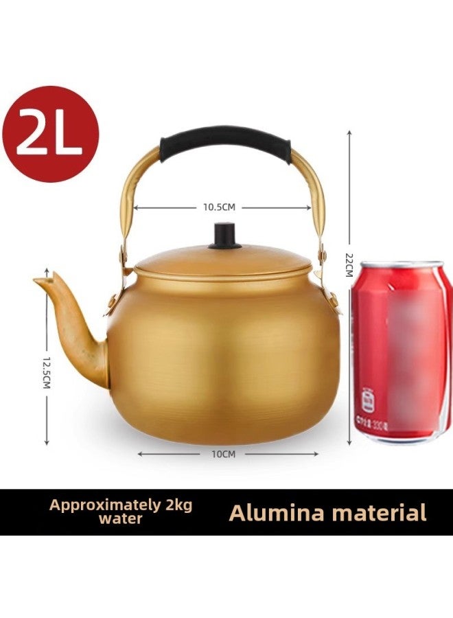 Korean Style Rice Hose Pot Aluminum Yellow Aluminum Pot Kettle Plus Soup Pot Mini Household Open Fire Gas Boiling Teapot Aluminum Teapot-Color:Korean Yellow Pot 2L-Capacity:0.55l-15l Yellow Aluminum Pot - Image 1