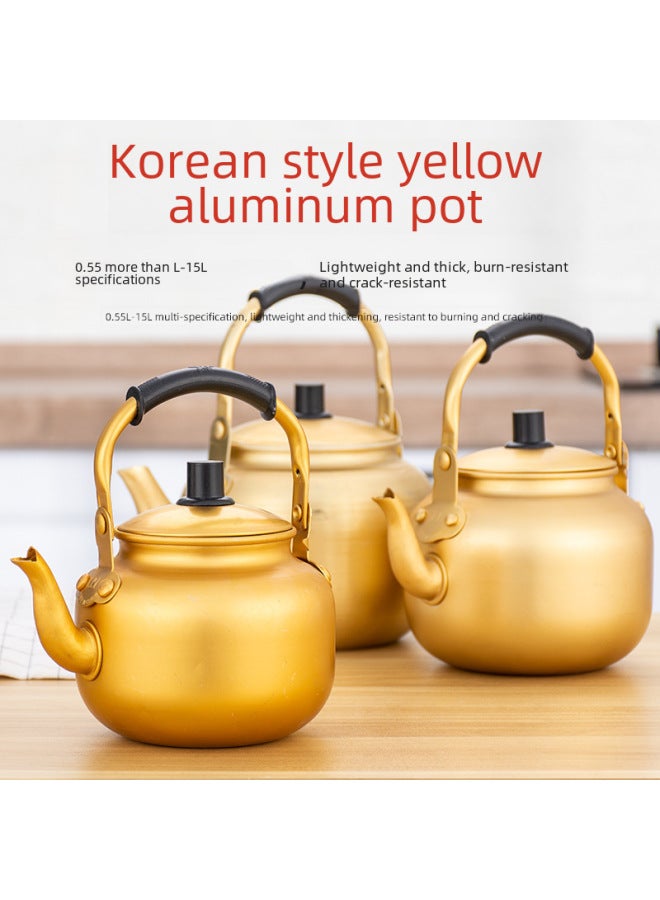 Korean Style Rice Hose Pot Aluminum Yellow Aluminum Pot Kettle Plus Soup Pot Mini Household Open Fire Gas Boiling Teapot Aluminum Teapot-Color:Korean Yellow Pot 2L-Capacity:0.55l-15l Yellow Aluminum Pot - Image 2