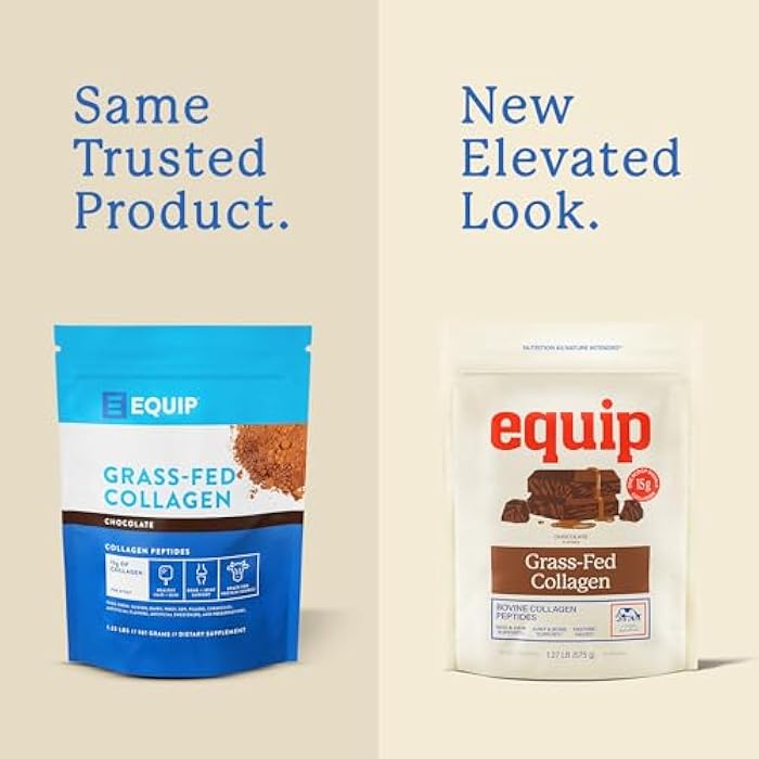 Equip Foods Grass Fed Collagen Powder | Hydrolyzed Bovine Collagen Peptides with Amino Acids | Prime Beef Collagen for Healthy Joints, Skin & Nails | Non-GMO, Paleo Friendly | 30 Servings, Chocolate - Image 2