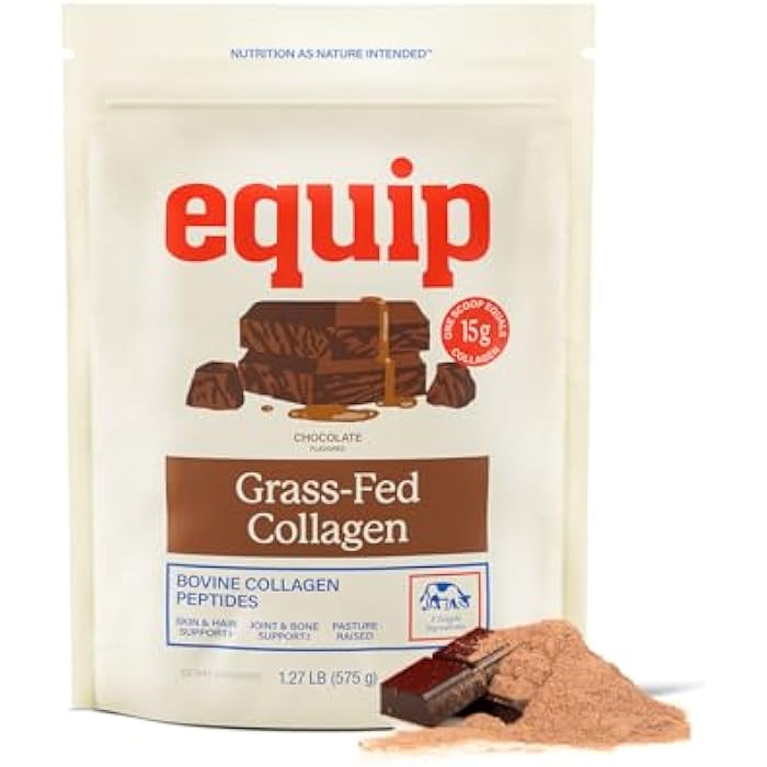 Equip Foods Grass Fed Collagen Powder | Hydrolyzed Bovine Collagen Peptides with Amino Acids | Prime Beef Collagen for Healthy Joints, Skin & Nails | Non-GMO, Paleo Friendly | 30 Servings, Chocolate - Image 1