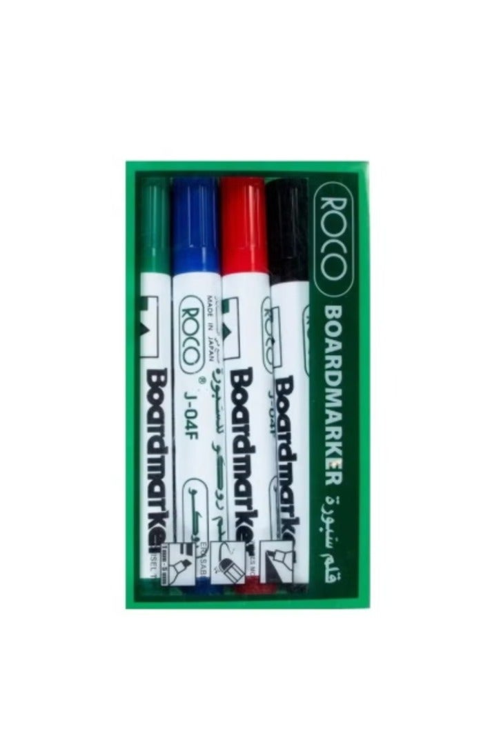 ROCO Roco Broad Tip Whiteboard Markers Set of 4 Assorted, Bold, Multicolor 