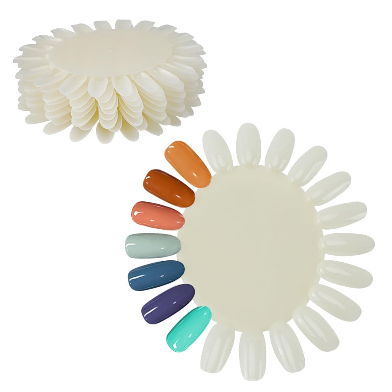 20Pcs False Nail Swatches Wheels Nail Wheel Art Plastic Nail Polish Display Wheel for Manicure Swatches for Nail Polish Color Show Nail Beige 20 Tips
