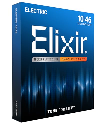 Elixir Strings, Electric Guitar Strings, Nickel Plated Steel with NANOWEB Coating, Longest-Lasting Bright Tone with Comfortable Feel, 12 String Light 10-46 - Image 1