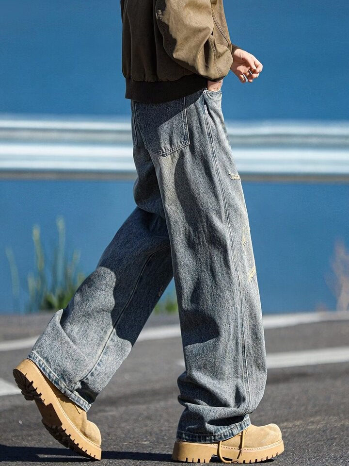 Unisex Classic Denim Jeans Loose Fit Daily Outdoor Wear - Image 3