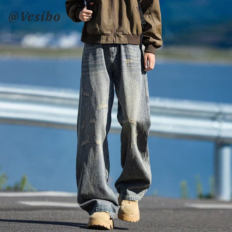 Unisex Classic Denim Jeans Loose Fit Daily Outdoor Wear - Image 1