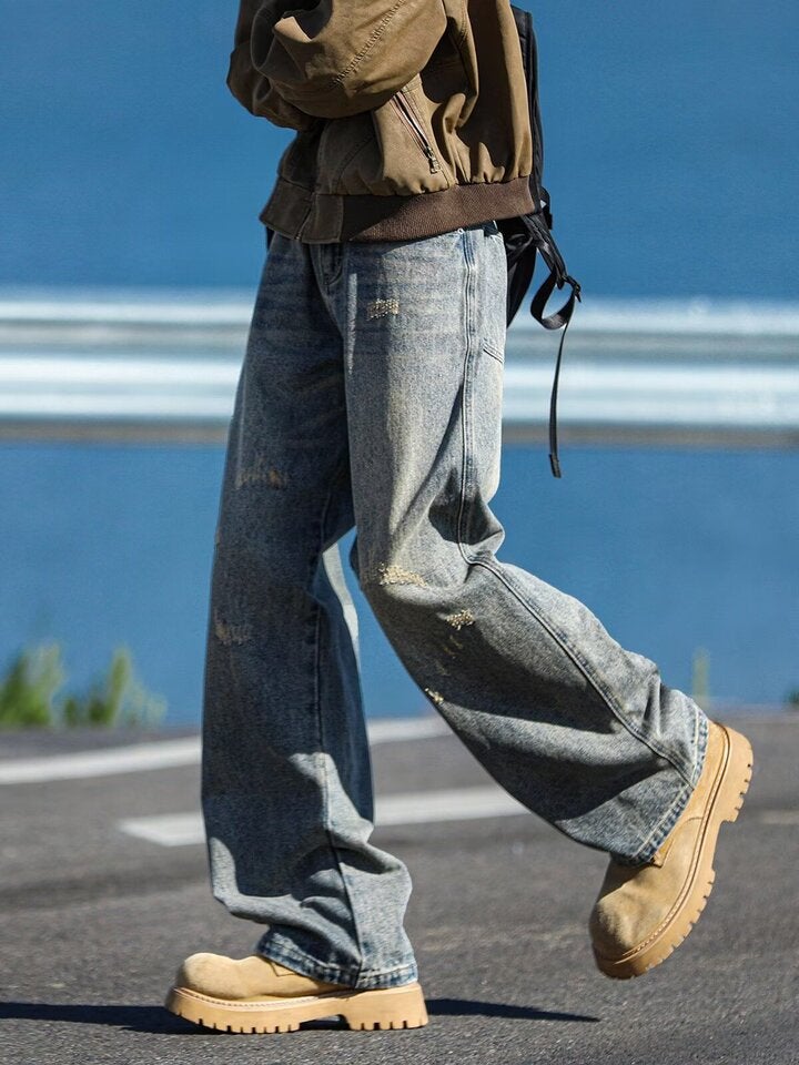 Unisex Classic Denim Jeans Loose Fit Daily Outdoor Wear - Image 2
