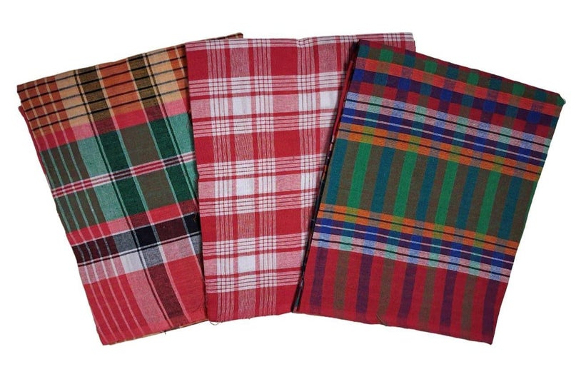 Multicolour Bengal Special Cotton Bath Gamcha Extra Large (Pack of 3)  - Image 1