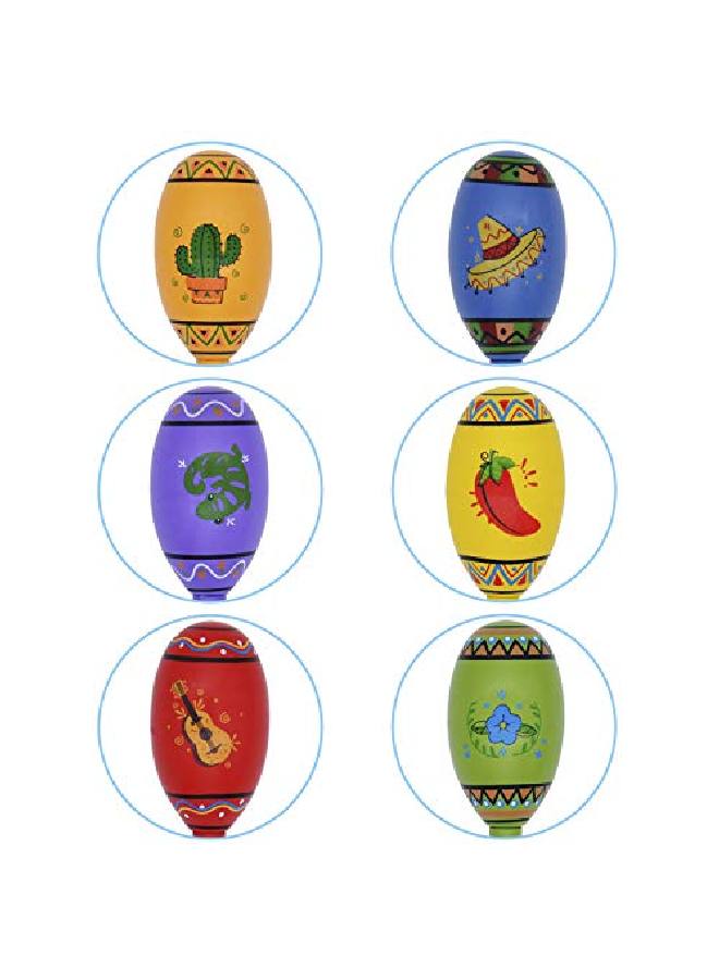 JOYIN 24 Mini Wooden Fiesta Maracas 6 Designs Noisemaker For Mexican Fiesta Cinco De Mayo Party Favors Musical Fun Birthday Parties Luau Party Carnivals Taco Tuesday Event - Image 2