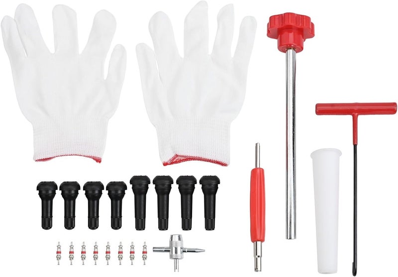 22-Piece Quick Change for Tire Valve Kit, Leaky Stems in 15s Without Removing for Tire, for Trucks ATVs Motorcycles with TR413 TR414 Cores - Image 1