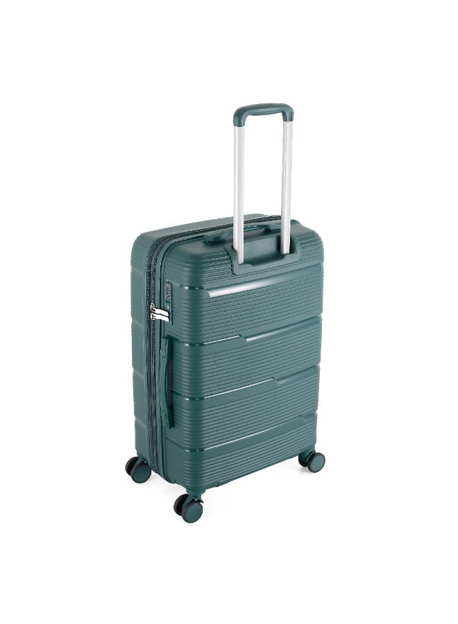 اتش تي حقيبة سفر H.T Checked Luggage - حقائب سفر متينة ذات غلاف صلب مزودة بعجلات دوارة ومقبض تلسكوبي وسحابات مضادة للسرقة (100 لتر، حقيبة سفر خفيفة الوزن) (أخضر داكن، مقاس متوسط ​​28 بوصة) - Image 4