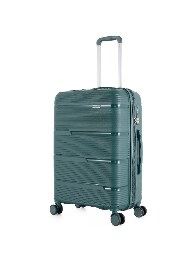 اتش تي حقيبة سفر H.T Checked Luggage - حقائب سفر متينة ذات غلاف صلب مزودة بعجلات دوارة ومقبض تلسكوبي وسحابات مضادة للسرقة (100 لتر، حقيبة سفر خفيفة الوزن) (أخضر داكن، مقاس متوسط ​​28 بوصة) - Image 2