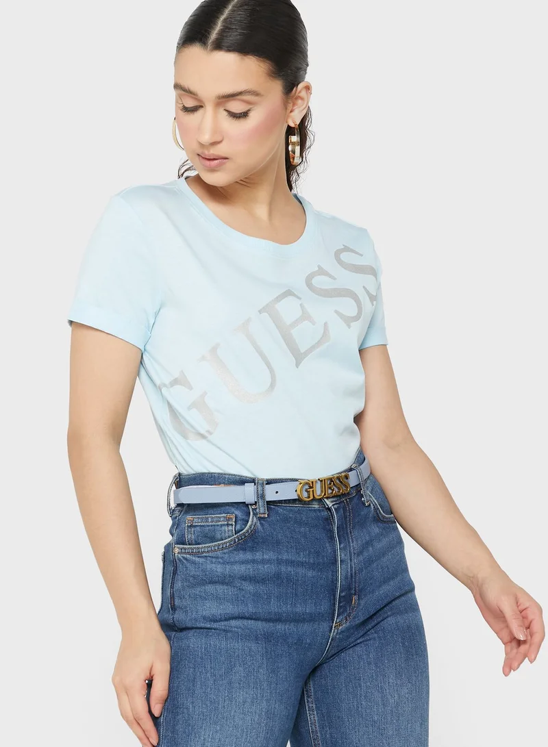 GUESS Roll Sleeve Logo T-Shirt