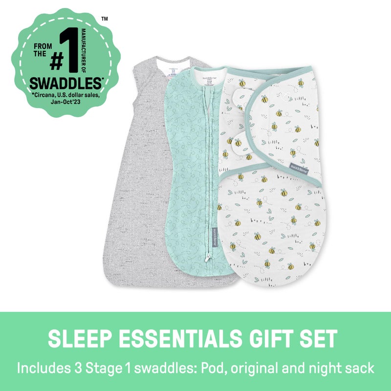 SwaddleMe by Ingenuity Comfort Pack Baby Swaddle Set, Size 0-3 Months, 5-14 Pounds, SwaddleMe Pod, Original Swaddle, Night Sack, 3pk - Baby Elephant - Image 2